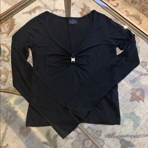 Black V neck Trussardi top
